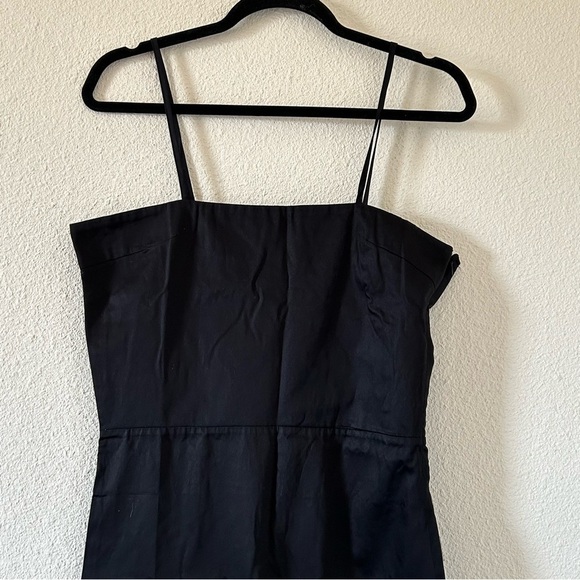 Signe Organic Cotton Straight Neckline Fitted 90’s Vibe Midi Dress Sz Large - Picture 3 of 11